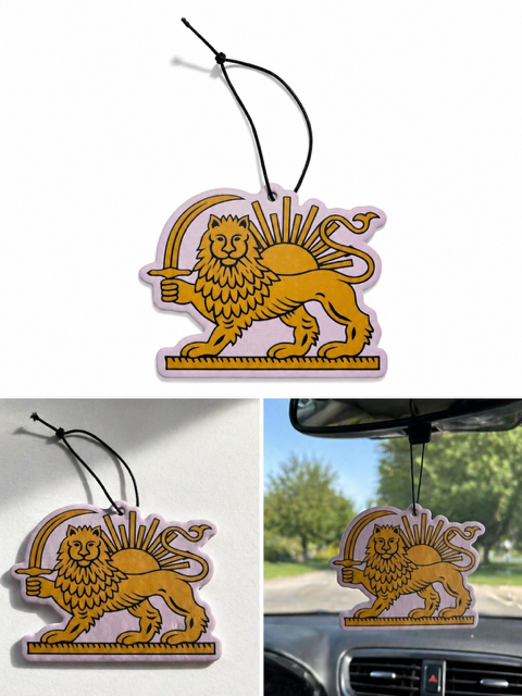 Lion and Sun - Iran's Map Car Air Freshener Set - 4 Pack Hanging Fresheners, 2 different Scents