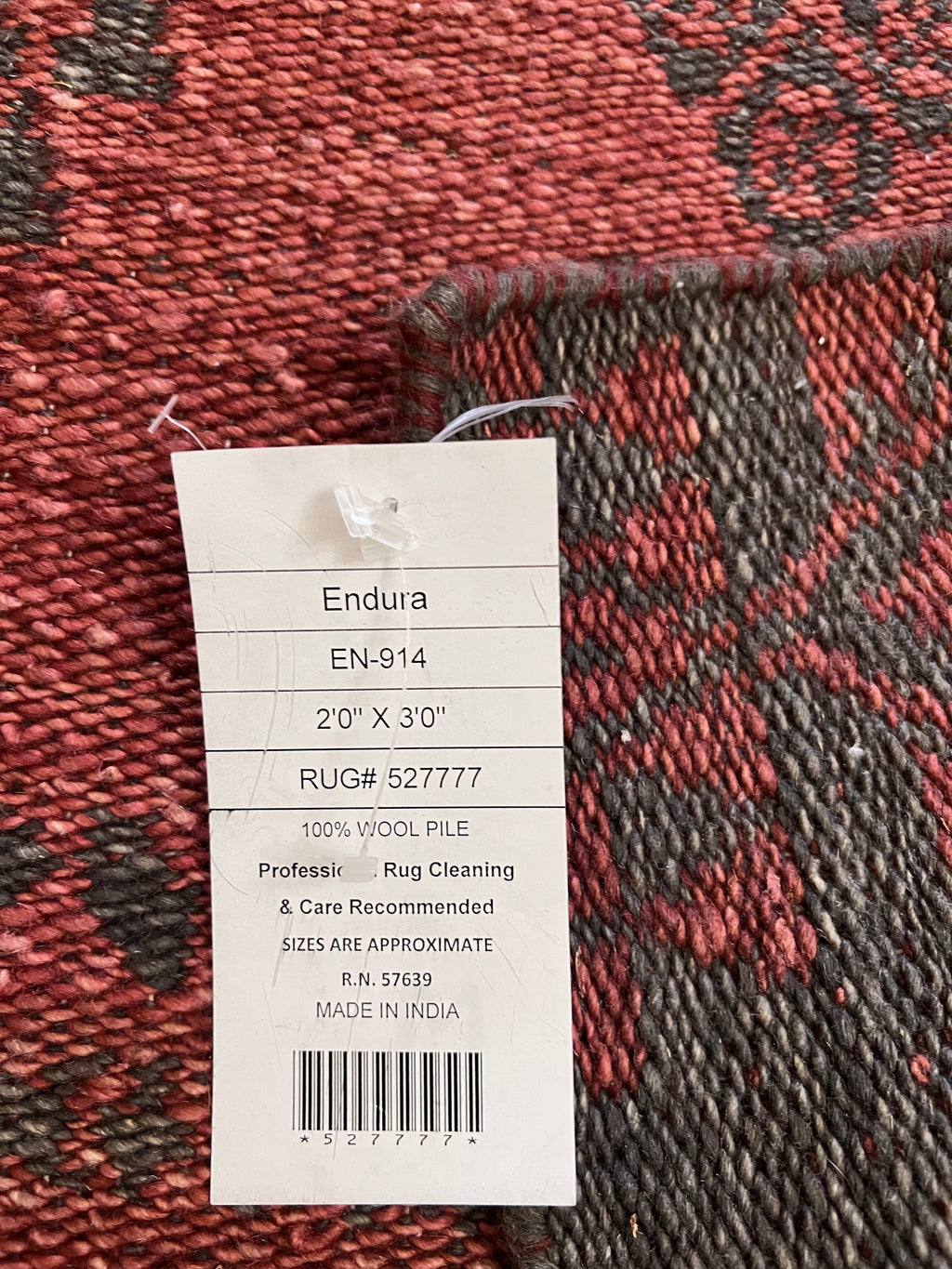 Handmade Endura Red & Black Wool Rug – 2' x 3'