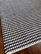 Handmade Navy & White Eye Ball Flatweave Rug – 2' x 3'