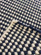 Handmade Navy & White Eye Ball Flatweave Rug – 2' x 3'