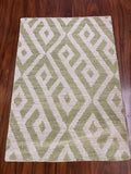 Handmade Olive & Ivory Geometric Wool Rug – 2’ × 3’ | EN-920