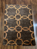 Handmade Charcoal & Rust Geometric Accent Rug – 2’ × 3’