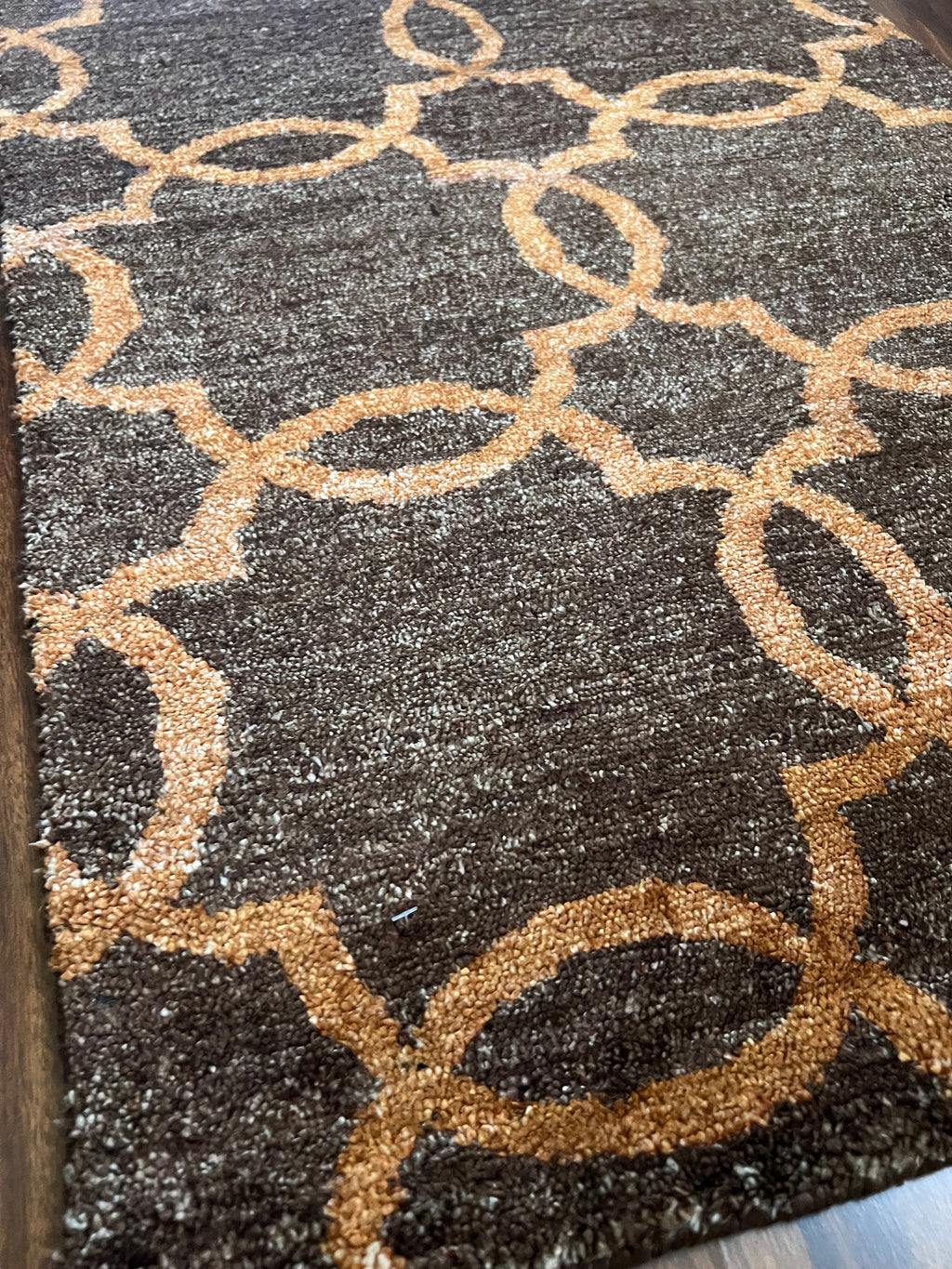 Handmade Charcoal & Rust Geometric Accent Rug – 2’ × 3’