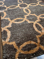 Handmade Charcoal & Rust Geometric Accent Rug – 2’ × 3’