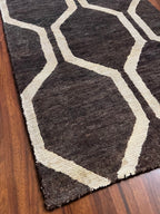 Handmade Black & Ivory Geometric Wool Rug – 2’ × 3’