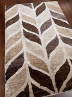 Handmade Brown and Cream Leaf Accent Rug – 2’ × 3’