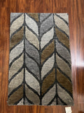 Handmade Gray and Brown Leaf Accent Rug – 2’ × 3’