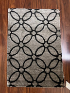 Handmade Ebony and Ivory Geometric Rug – 2’ × 3’ | Riviera Collection