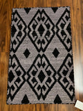 Handmade Black & Lilac Geometric Wool Rug – 2’ × 3’ | Endura EN-911