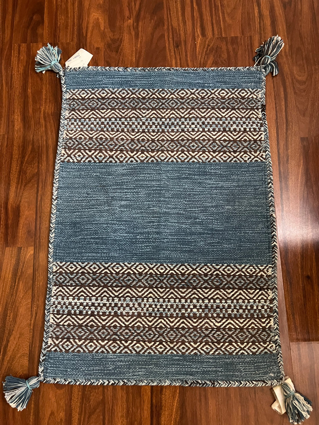 Handmade Desert Teal Cotton Rug – 2’ × 3’ | Kalaty Andes AD-624