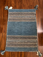 Handmade Desert Teal Cotton Rug – 2’ × 3’ | Kalaty Andes AD-624