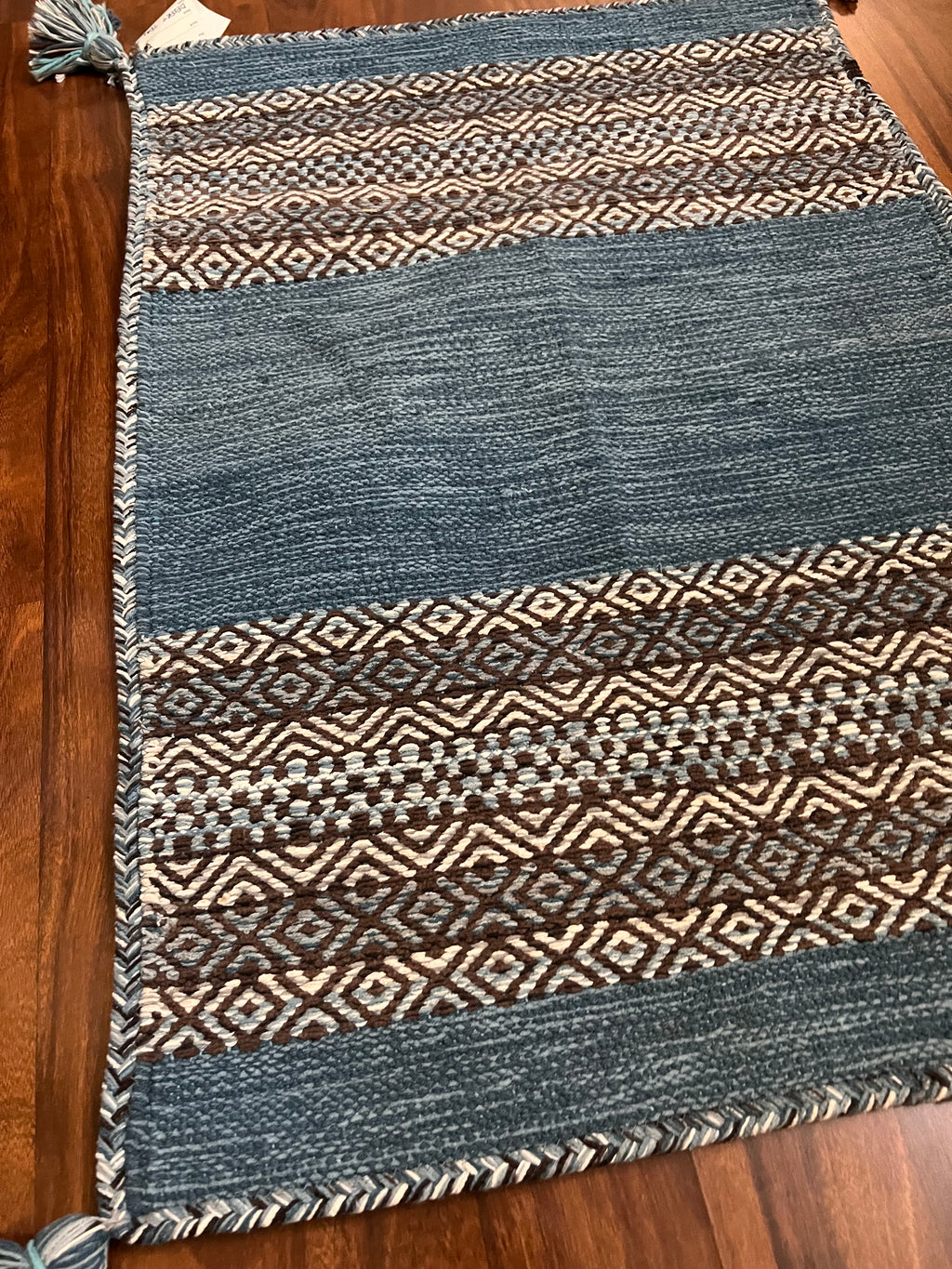 Handmade Desert Teal Cotton Rug – 2’ × 3’ | Kalaty Andes AD-624