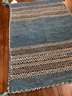 Handmade Desert Teal Cotton Rug – 2’ × 3’ | Kalaty Andes AD-624