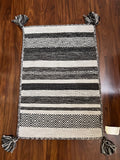 Handmade Black & Ivory Geometric Cotton Rug – 2’ × 3’