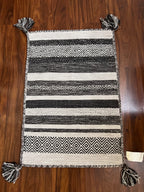 Handmade Black & Ivory Geometric Cotton Rug – 2’ × 3’