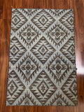 Handmade Brown & Ivory Geometric Diamond Rug – 2’ × 3’