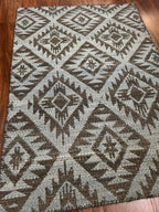 Handmade Brown & Ivory Geometric Diamond Rug – 2’ × 3’