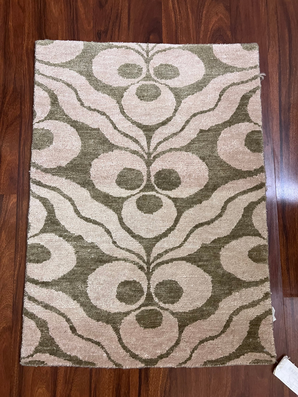 Handmade Brown & Ivory Floral Wool Rug – 2’ × 3’