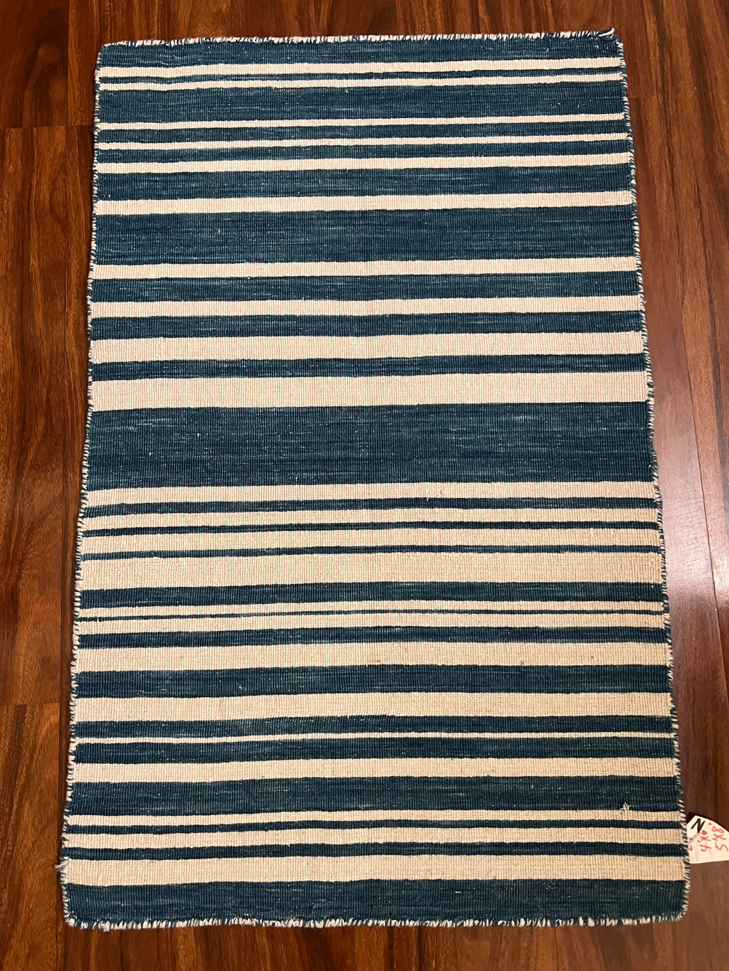 Handmade Black & Cream Striped Flatweave Rug – 2’ × 3’