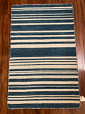 Handmade Black & Cream Striped Flatweave Rug – 2’ × 3’