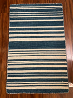 Handmade Black & Cream Striped Flatweave Rug – 2’ × 3’