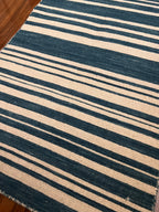 Handmade Black & Cream Striped Flatweave Rug – 2’ × 3’