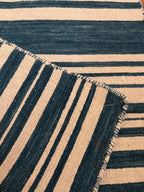 Handmade Black & Cream Striped Flatweave Rug – 2’ × 3’