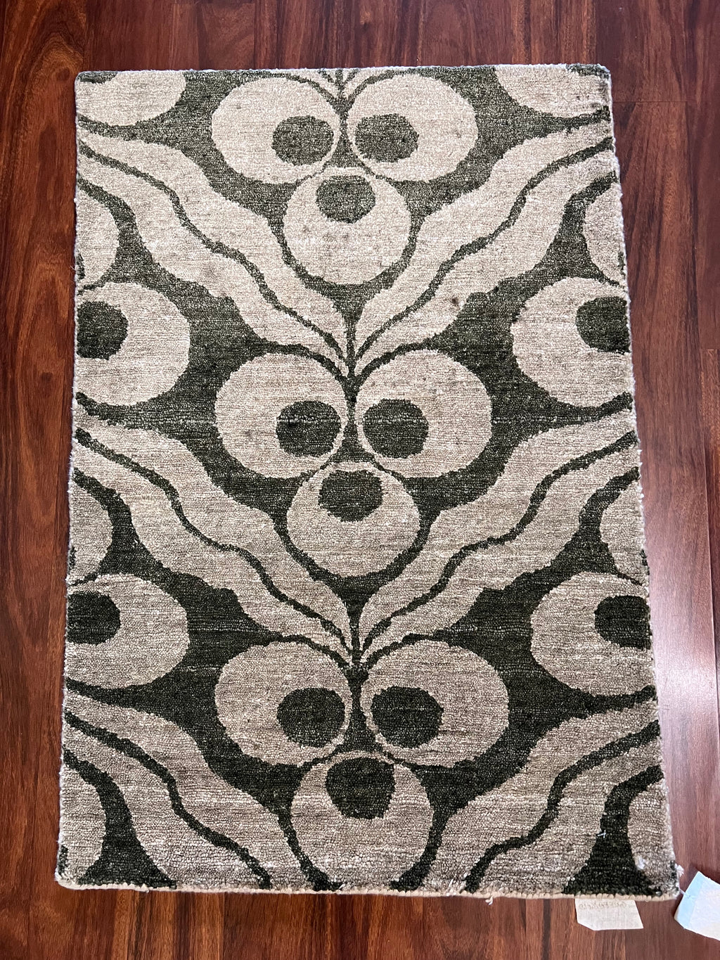 Handmade Brown & Ivory Floral Wool Rug – 2’ × 3’