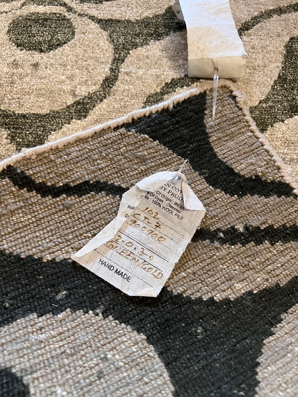 Handmade Brown & Ivory Floral Wool Rug – 2’ × 3’