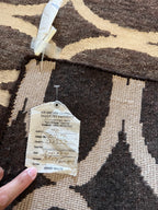 Handmade Brown & Cream Oval Pattern Wool Rug – 2’ × 3’