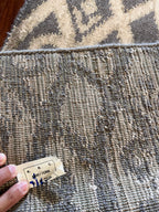 Handmade Charcoal and Ivory Ornate Diamond Accent Rug – 2’ × 3’