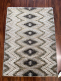 Handmade Ivory & Brown Geometric Accent Rug – 2’ × 3’