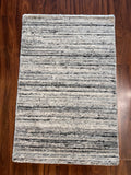 Handmade Silver Gray Wool & Cotton Accent Rug – 2’ × 3’