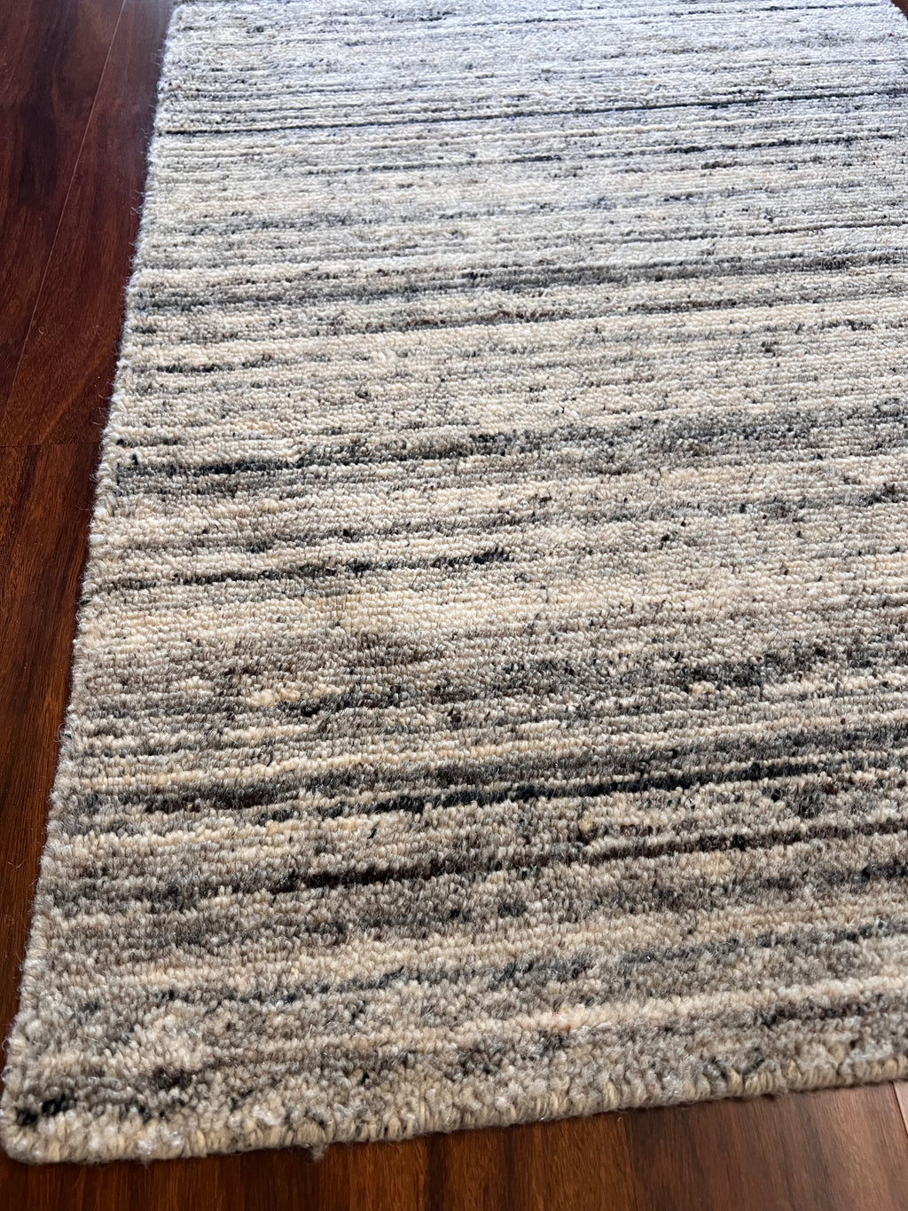 Handmade Silver Gray Wool & Cotton Accent Rug – 2’ × 3’