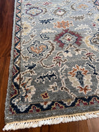 Handmade Ice Blue & Midnight Blue Floral Accent Rug – 2’ × 3’1”