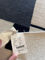Handmade White & Navy Geometric Wool Accent Rug – 2’ × 3’