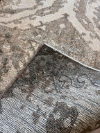 Handmade Cream & Taupe Floral Accent Rug – 2’ × 3’