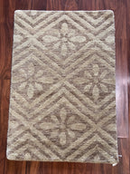 Handmade Ivory & Taupe Geometric Wool Accent Rug – 2’ × 3’