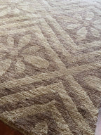 Handmade Ivory & Taupe Geometric Wool Accent Rug – 2’ × 3’