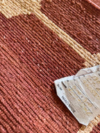 Handmade Burgundy & Ivory Geometric Accent Rug – 2’ × 3’