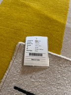Handmade White & Golden Yellow Wool Accent Rug – 2’ × 3’