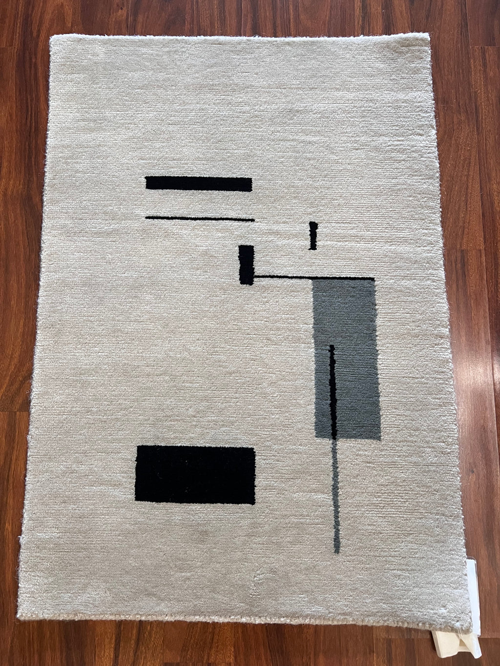 Handmade Light Gray & Smoky Blue Wool Accent Rug – 2’ × 3’