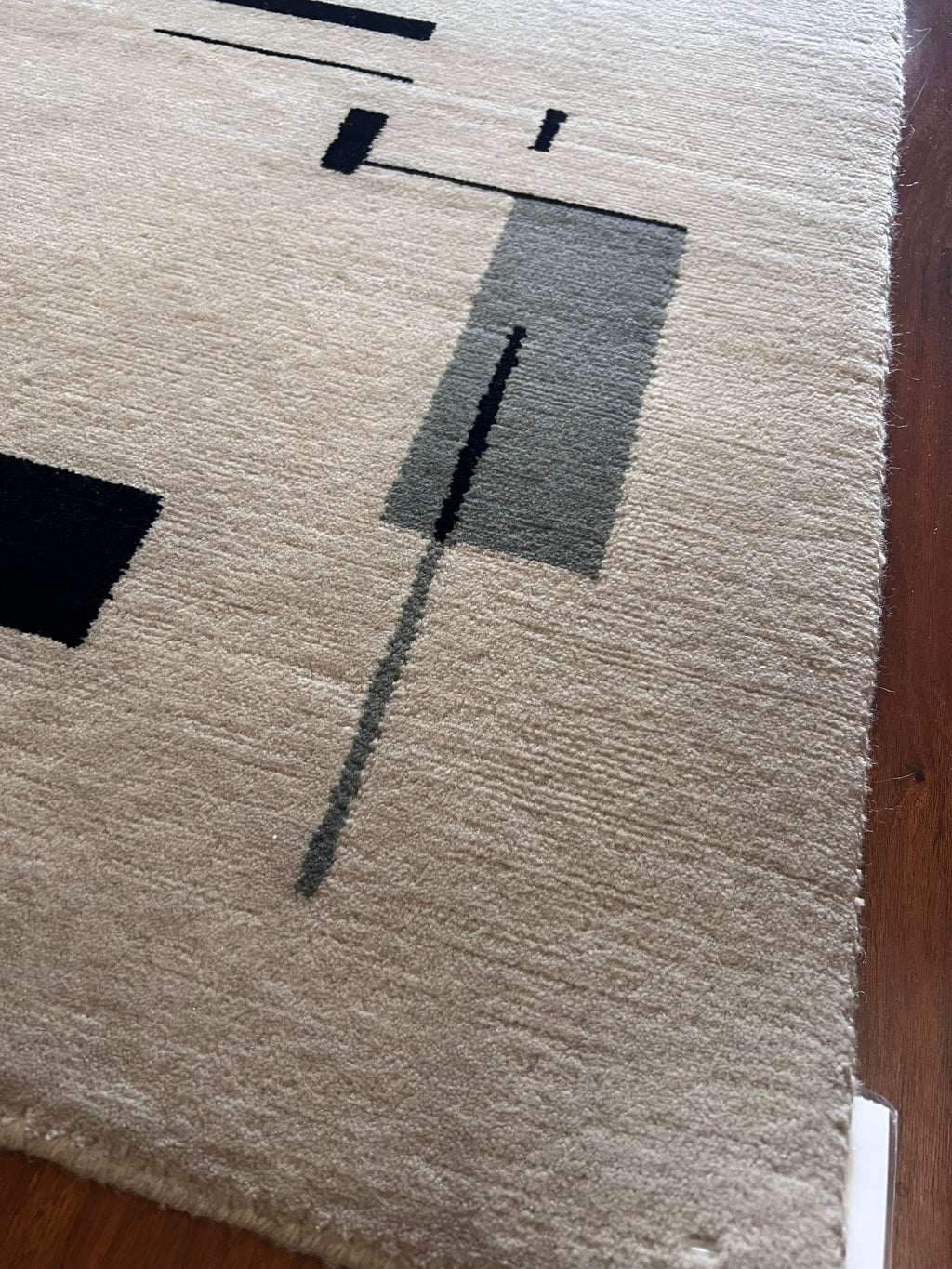 Handmade Light Gray & Smoky Blue Wool Accent Rug – 2’ × 3’