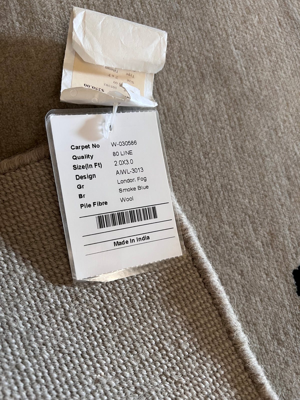 Handmade Light Gray & Smoky Blue Wool Accent Rug – 2’ × 3’