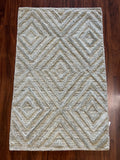 Handmade Gray Geometric Wool Accent Rug – 2’ × 3’