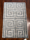 Handmade Blue & Gray Square Spiral Wool Accent Rug – 2’ × 3’