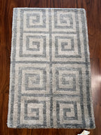 Handmade Blue & Gray Square Spiral Wool Accent Rug – 2’ × 3’