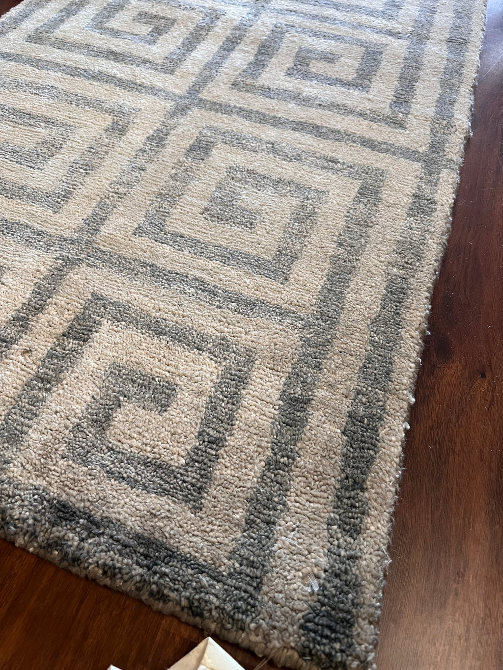 Handmade Blue & Gray Square Spiral Wool Accent Rug – 2’ × 3’