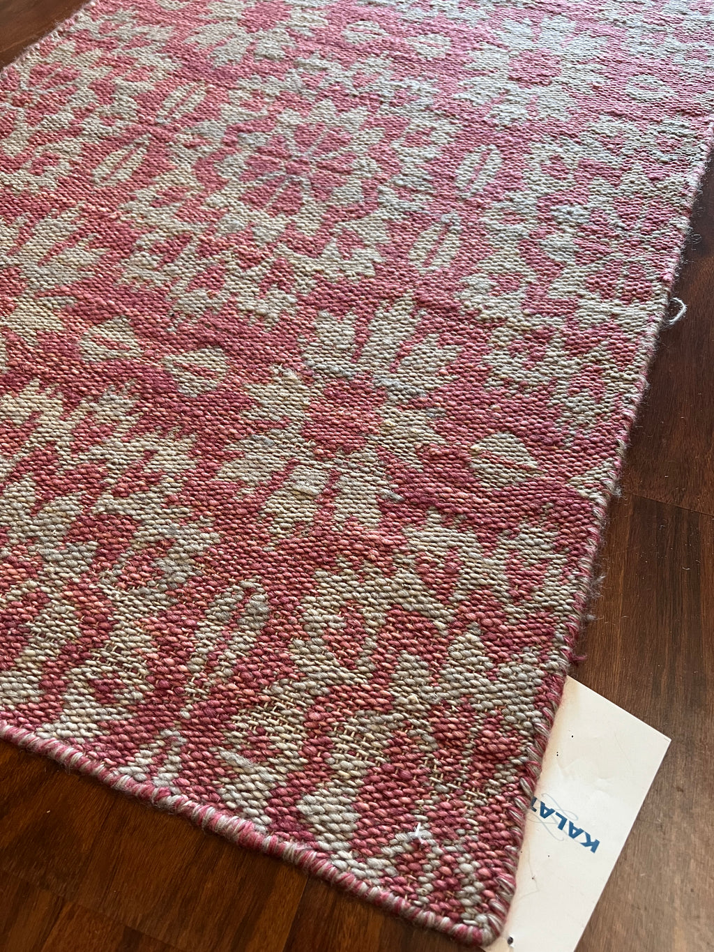 Handmade Burgundy & Cream Floral Wool Accent Rug – 2’ × 3’