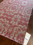 Handmade Burgundy & Cream Floral Wool Accent Rug – 2’ × 3’